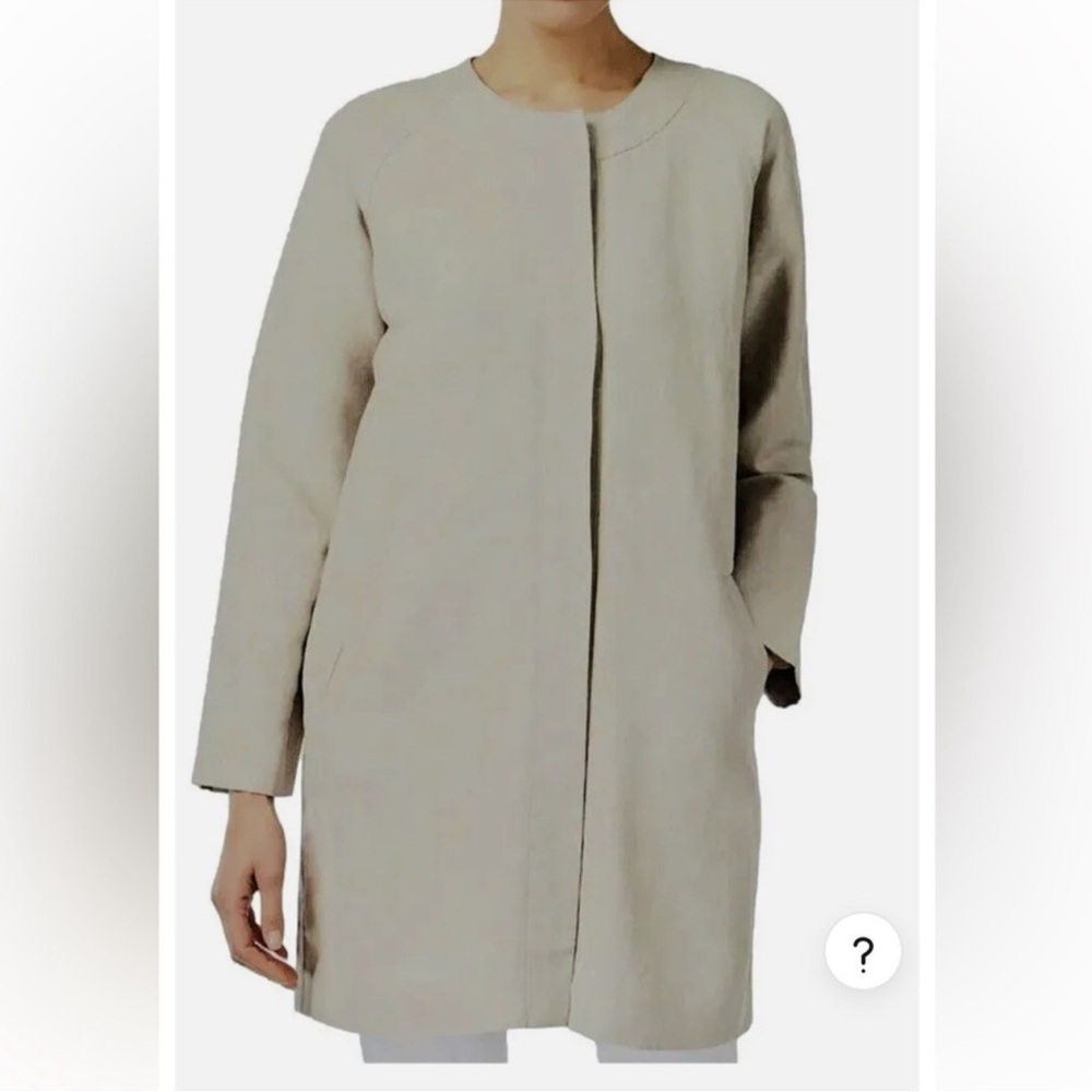Eileen Fisher Gray Hemp/Cotton Roundneck Jacket